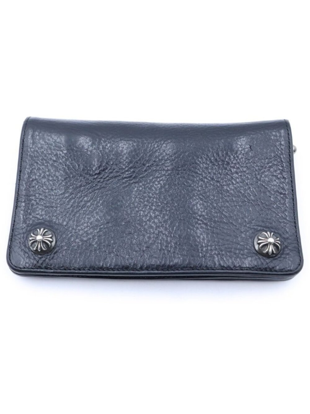 Chrome Hearts Cross Ball Button Leather Wallet Black